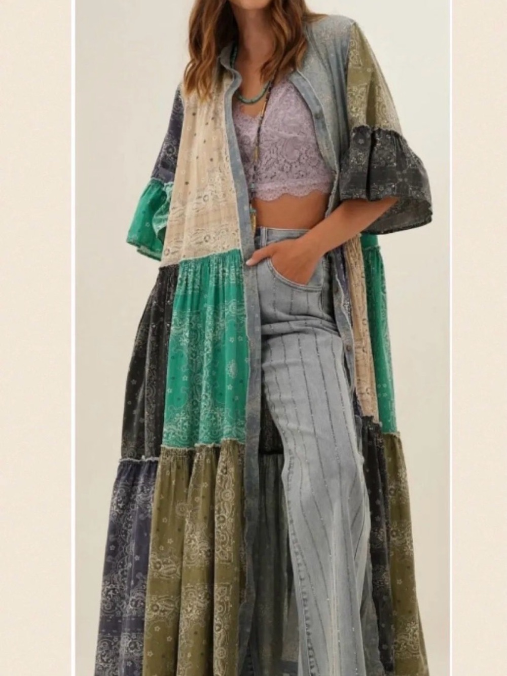 Oli & Hali Patchwork Duster Maxi Dress S